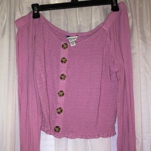 purple long sleeve shirt